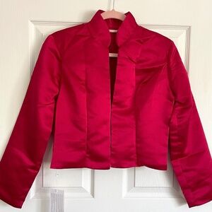 Red Satin Cropped Evening Jacket